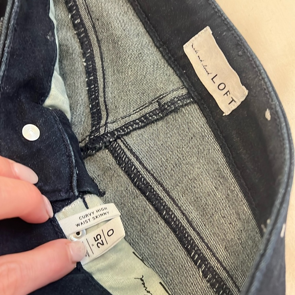 Loft dark denim curvy high waist skinny jeans size 25 petite